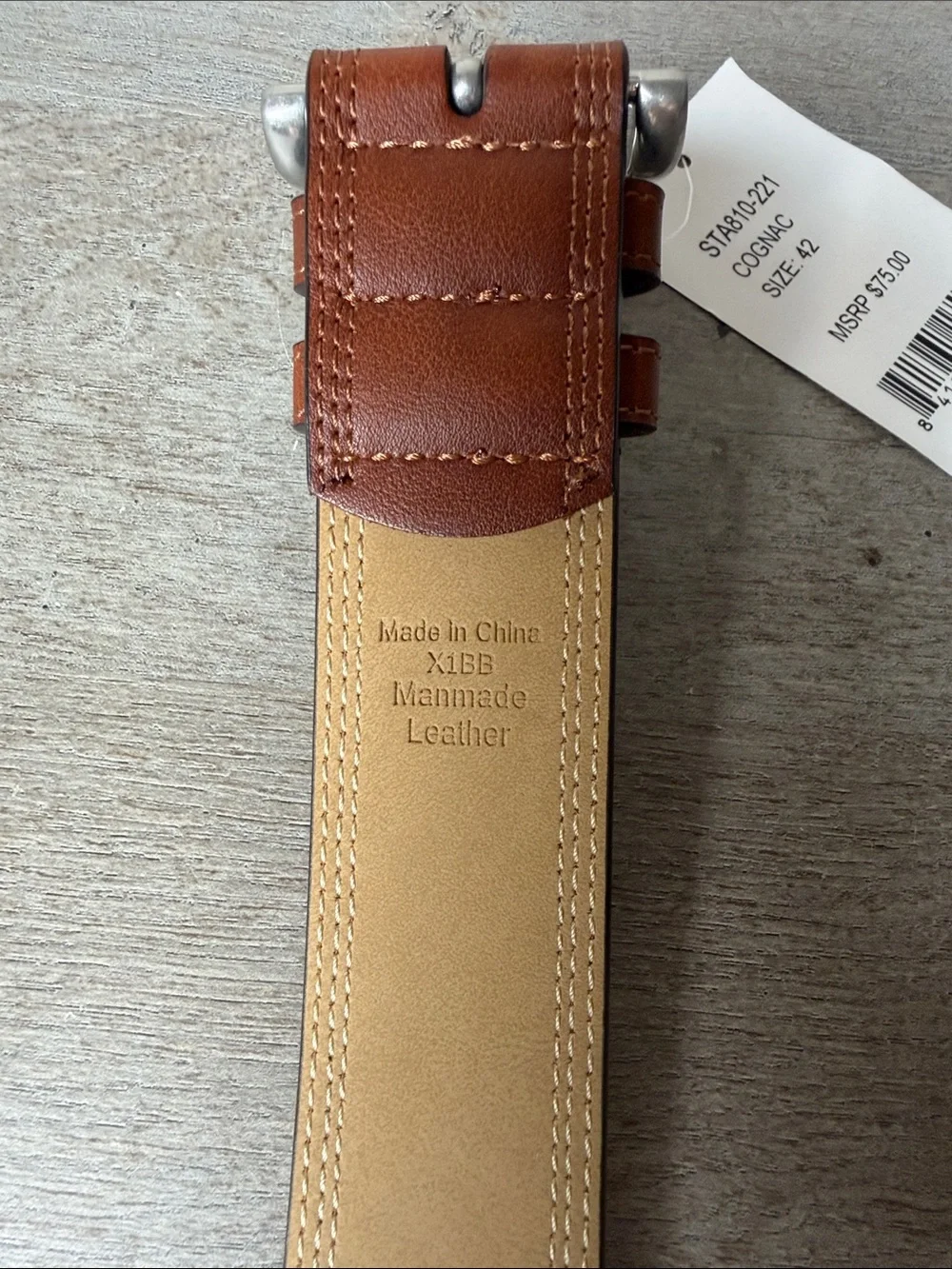 Status Men's Cognac Leather Belt with Silver Buckle